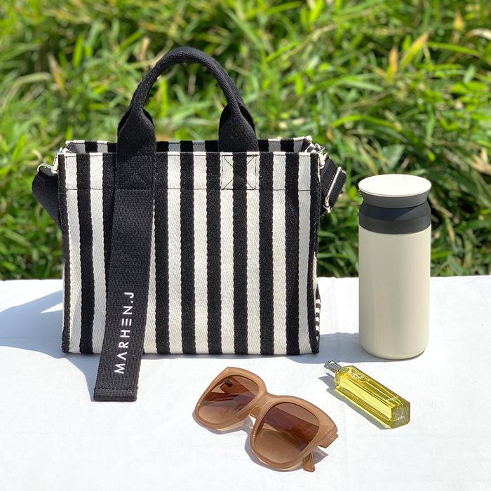 DROP8105 Black Marhen J Rico Mini Stripe Bag